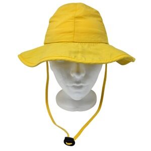 Yellow Bucket Hat With Chin Strap Wide Brim Sun Hat For Kids